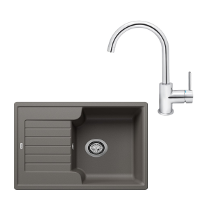 SET409 - Gránitový drez Blanco Zia 40 S sivá vulkán + Kuchynská batéria Rosan Zerro JZ38101 chróm