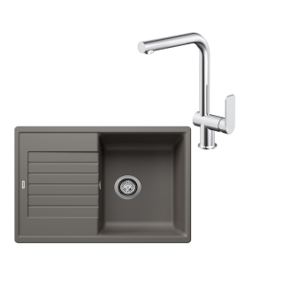 SET426 - Gránitový drez Blanco Zia 45 S Compact sivá vulkán + Kuchynská batéria Rosan S2 238201 chróm