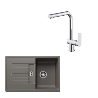 SET416 - Gránitový drez Blanco Zia 45 S sivá vulkán + Kuchynská batéria Rosan S2 238201 chróm