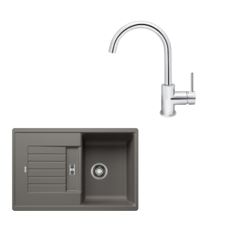 SET419 - Gránitový drez Blanco Zia 45 S sivá vulkán + Kuchynská batéria Rosan Zerro JZ38101 chróm