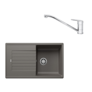 SET398 - Gránitový drez Blanco Zia 5 S sivá vulkán + Kuchynská batéria Rosan King JA381001 chróm