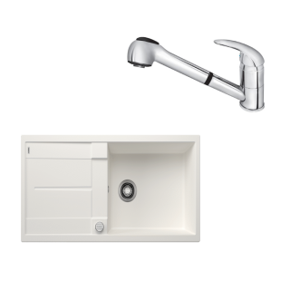 SET657 - Gránitový drez Blanco Metra XL 6 S biela + Kuchynská batéria Rosan King J385001 chróm