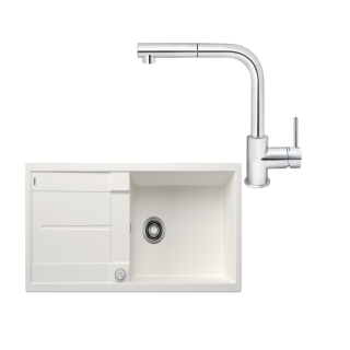 SET660 - Gránitový drez Blanco Metra XL 6 S biela + Kuchynská batéria Rosan Zerro JZ38601 chróm