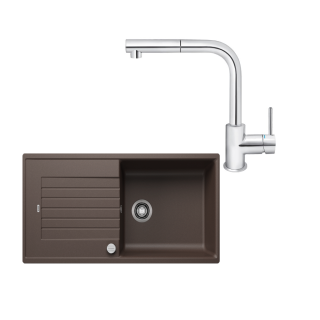 SET460 - Gránitový drez Blanco Zia XL 6 S káva + Kuchynská batéria Rosan Zerro JZ38601 chróm