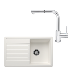 SET590 - Gránitový drez Blanco Legra 45 S biela + Kuchynská batéria Rosan Zerro JZ38601 chróm