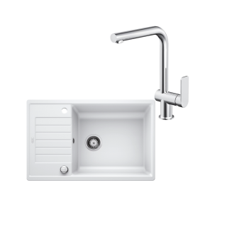 SET471 - Gránitový drez Blanco Zia XL 6 S Compact biela + Kuchynská batéria Rosan S2 238201 chróm