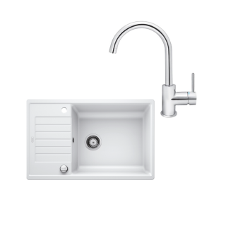 SET474 - Gránitový drez Blanco Zia XL 6 S Compact biela + Kuchynská batéria Rosan Zerro JZ38101 chróm