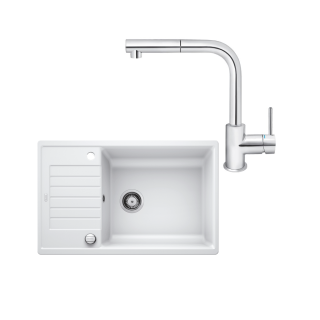 SET475 - Gránitový drez Blanco Zia XL 6 S Compact biela + Kuchynská batéria Rosan Zerro JZ38601 chróm