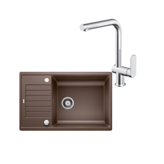 SET491 - Gránitový drez Blanco Zia XL 6 S Compact káva + Kuchynská batéria Rosan S2 238201 chróm