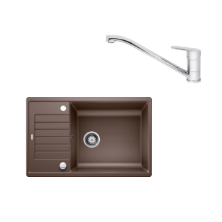 SET493 - Gránitový drez Blanco Zia XL 6 S Compact káva + Kuchynská batéria Rosan King JA381001 chróm