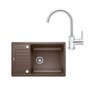 SET494 - Gránitový drez Blanco Zia XL 6 S Compact káva + Kuchynská batéria Rosan Zerro JZ38101 chróm