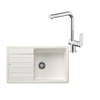 SET621 - Gránitový drez Blanco Legra XL 6 S biela + Kuchynská batéria Rosan S2 238201 chróm