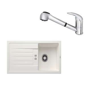 SET552 - Gránitový drez Blanco Favum 45 S biela + Kuchynská batéria Rosan King J385001 chróm