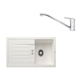 SET553 - Gránitový drez Blanco Favum 45 S biela + Kuchynská batéria Rosan King JA381001 chróm