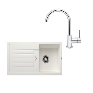 SET554 - Gránitový drez Blanco Favum 45 S biela + Kuchynská batéria Rosan Zerro JZ38101 chróm