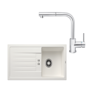 SET555 - Gránitový drez Blanco Favum 45 S biela + Kuchynská batéria Rosan Zerro JZ38601 chróm
