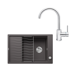SET534 - Gránitový drez Blanco Elon XL 6 S sivá skala + Kuchynská batéria Rosan Zerro JZ38101 chróm