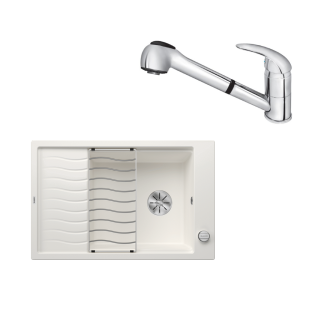 SET507 - Gránitový drez Blanco Elon XL 6 S biela + Kuchynská batéria Rosan King J385001 chróm