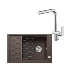SET526 - Gránitový drez Blanco Elon XL 6 S káva + Kuchynská batéria Rosan S2 238201 chróm