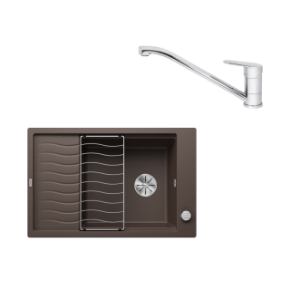 SET528 - Gránitový drez Blanco Elon XL 6 S káva Kuchynská batéria Rosan King JA381001 chróm