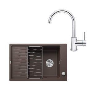 SET529 - Gránitový drez Blanco Elon XL 6 S káva + Kuchynská batéria Rosan Zerro JZ38101 chróm