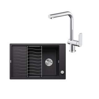 SET516 - Gránitový drez Blanco Elon XL 6 S čierna + Kuchynská batéria Rosan S2 238201 chróm