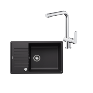 SET481 - Gránitový drez Blanco Zia XL 6 S Compact čierna + Kuchynská batéria Rosan S2 238201 chróm