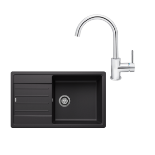 SET634 - Gránitový drez Blanco Legra XL 6 S čierna + Kuchynská batéria Rosan Zerro JZ38101 chróm