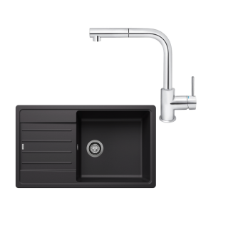 SET635 - Gránitový drez Blanco Legra XL 6 S čierna + Kuchynská batéria Rosan Zerro JZ38601 chróm