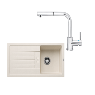 SET560 - Gránitový drez Blanco Favum 45 S biela soft + Kuchynská batéria Rosan Zerro JZ38601 chróm
