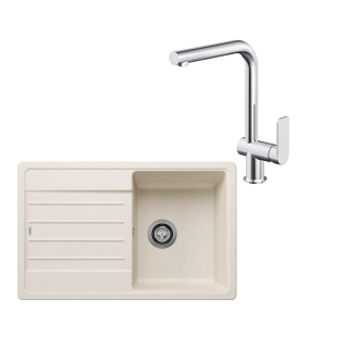 SET591 - Gránitový drez Blanco Legra 45 S biela soft + Kuchynská batéria Rosan S2 238201 chróm