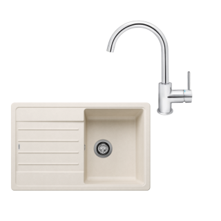 SET594 - Gránitový drez Blanco Legra 45 S biela soft + Kuchynská batéria Rosan Zerro JZ38101 chróm