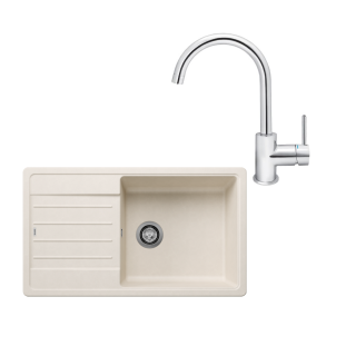 SET629 - Gránitový drez Blanco Legra XL 6 S biela soft + Kuchynská batéria Rosan Zerro JZ38101 chróm