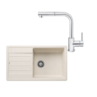 SET630 - Gránitový drez Blanco Legra XL 6 S biela soft + Kuchynská batéria Rosan Zerro JZ38601 chróm