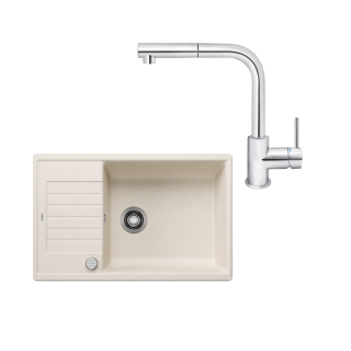 SET480 - Gránitový drez Blanco Zia XL 6 S Compact biela soft + Kuchynská batéria Rosan Zerro JZ38601 chróm