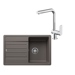SET611 - Gránitový drez Blanco Legra 45 S sivá vulkán + Kuchynská batéria Rosan S2 238201 chróm