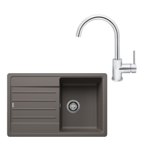 SET614 - Gránitový drez Blanco Legra 45 S sivá vulkán + Kuchynská batéria Rosan Zerro JZ38101 chróm