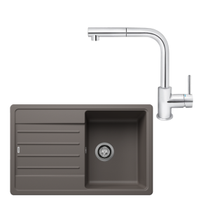 SET615 - Gránitový drez Blanco Legra 45 S sivá vulkán + Kuchynská batéria Rosan Zerro JZ38601 chróm