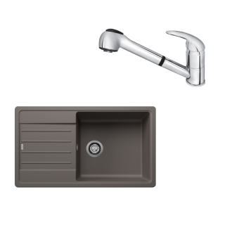 SET647 - Gránitový drez Blanco Legra XL 6 S sivá vulkán + Kuchynská batéria Rosan King J385001 chróm
