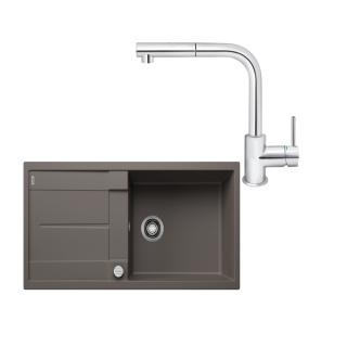 SET690 - Gránitový drez Blanco Metra XL 6 S sivá vulkán + Kuchynská batéria Rosan Zerro JZ38601 chróm